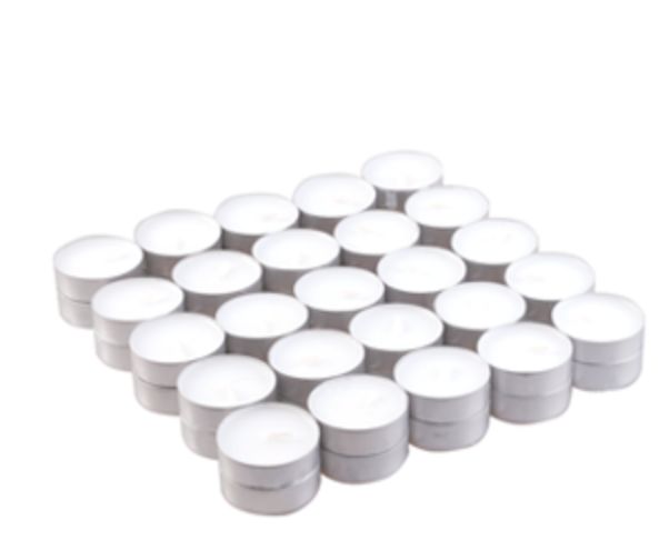 50 x Unscented Tealight Candles 4 Hour Burn
