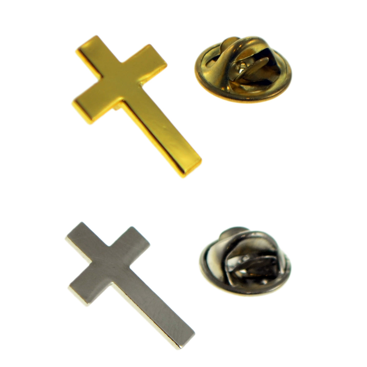 Religious Cross Lapel Pin Badge available in Gold or Silver finish