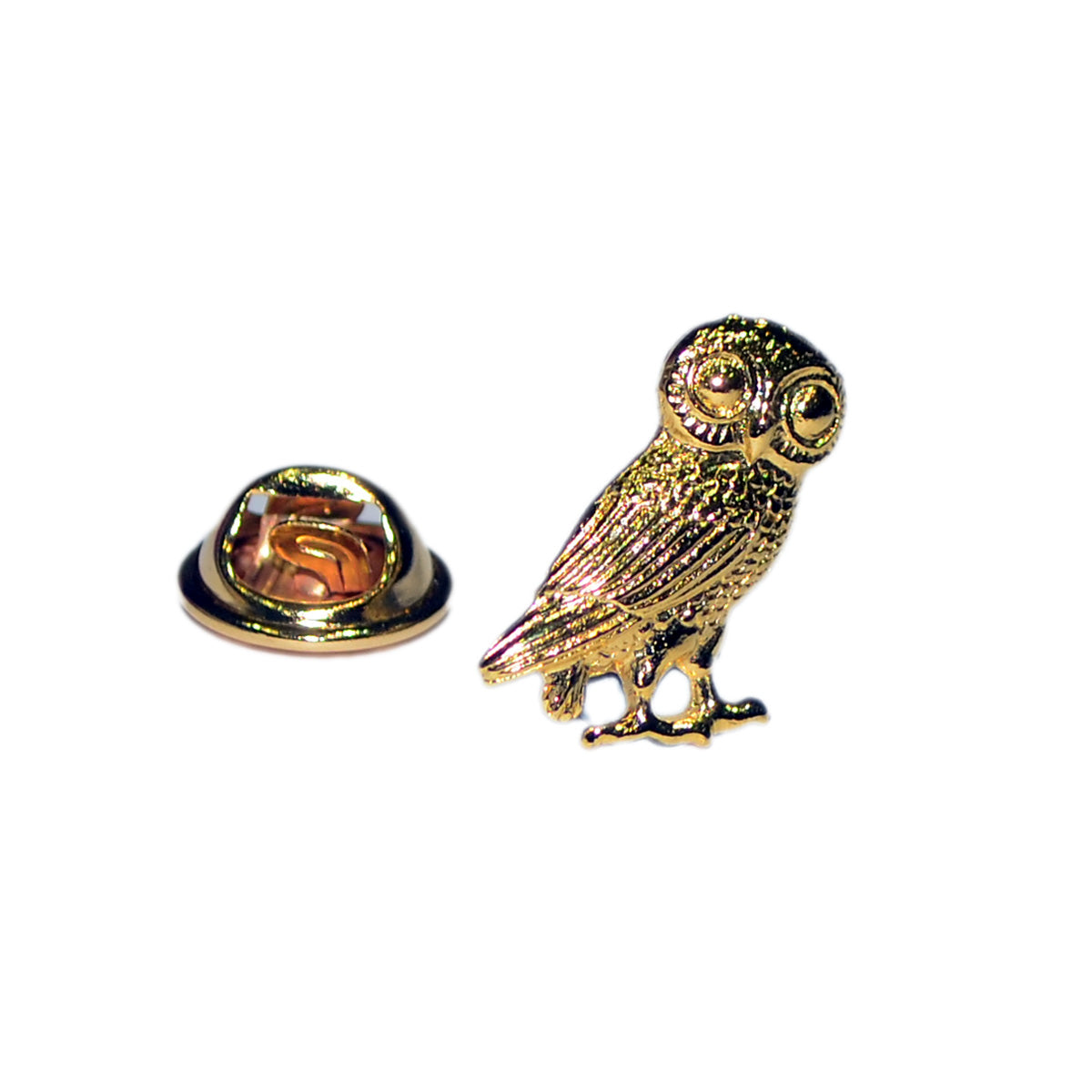 Gold Plated Wise Owl of Athena Bird Lapel Pin Badge