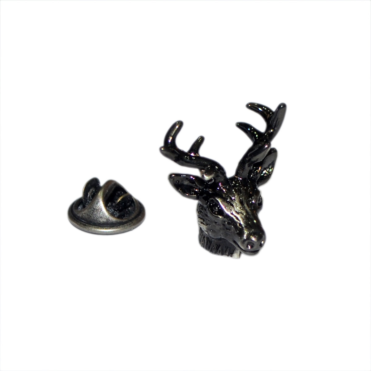Antique Finish Stags Head Lapel Pin Badge