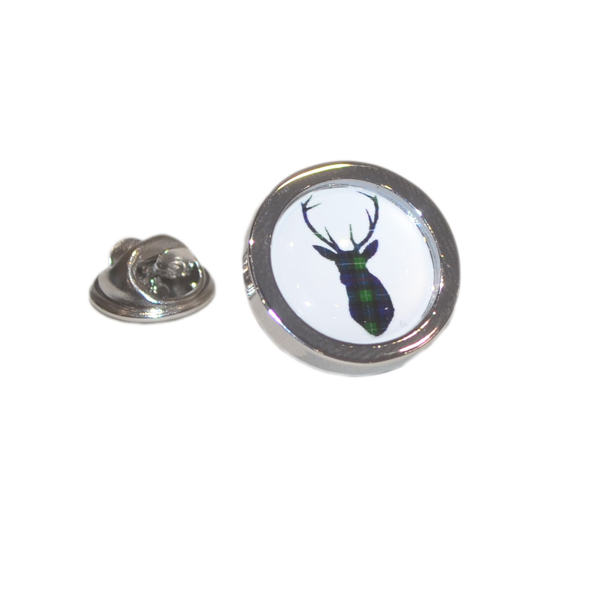MacKenzie Tartan Stag Lapel Pin Badge