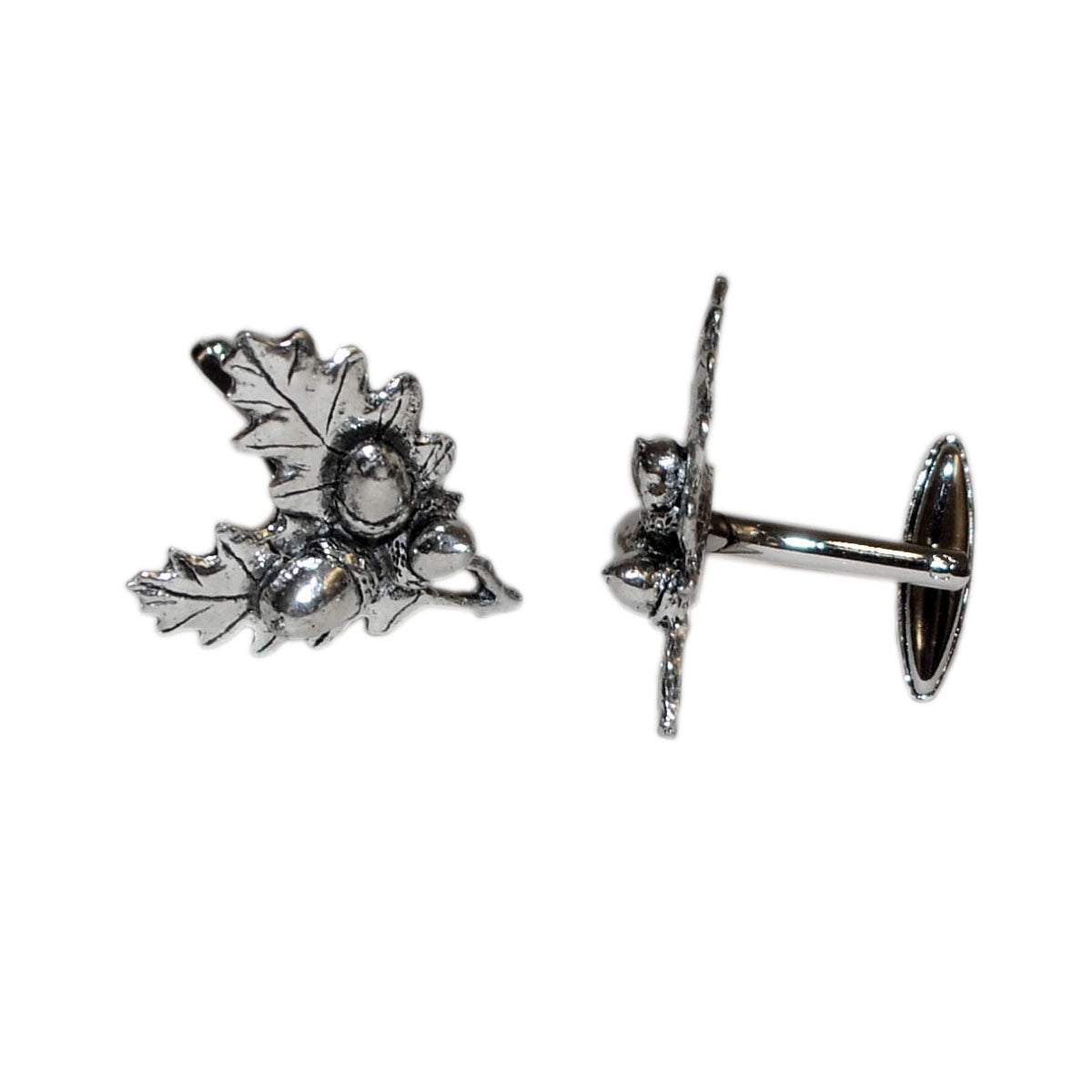 English Made Oak Leaves & Acorns Pewter Cufflinks | Ashton and Finch