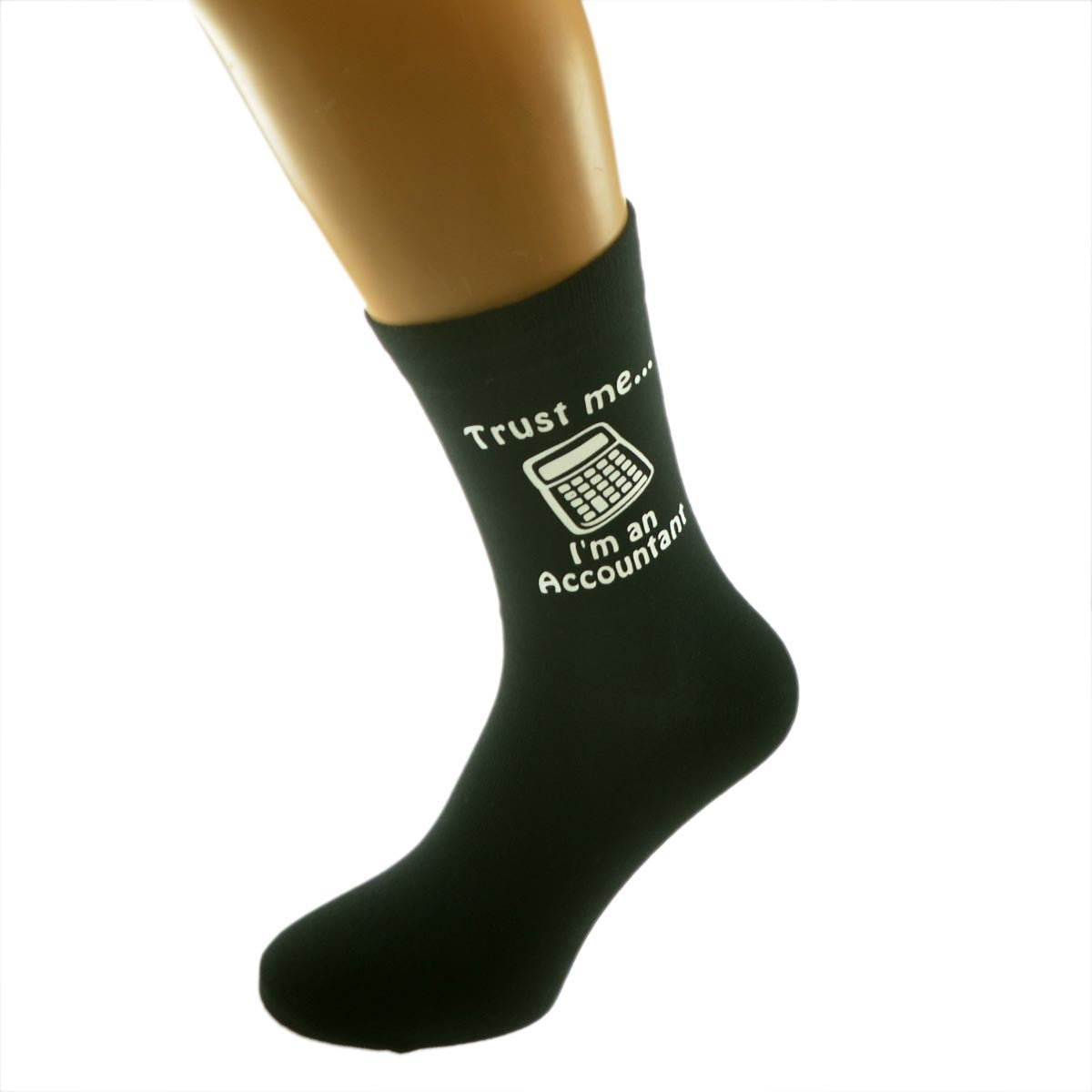 Trust Me I’m An Accountant Mens Black Socks With Calculator Image| Ashton and Finch