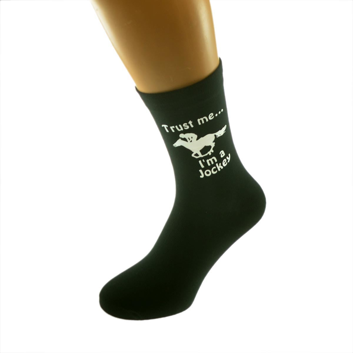 Trust Me I’m A Jockey Mens Black Socks With Horse Image| Ashton and Finch