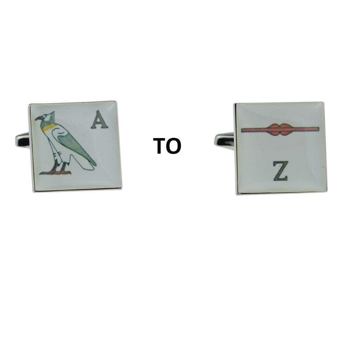 Egyptian Hieroglyph Alphabet Monogram Cufflinks A-Z options | Ashton and Finch