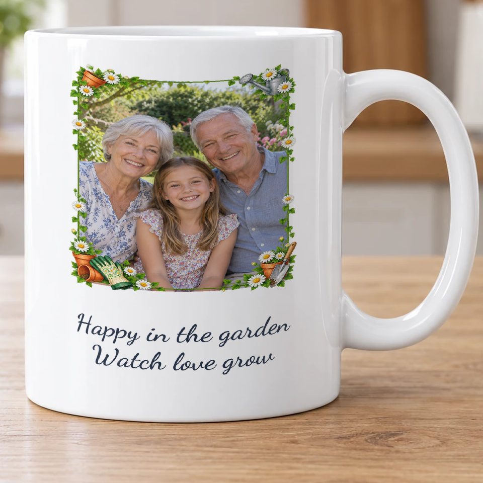 Personalised Gardening Blooms Photo Mug — personalise with your own photo