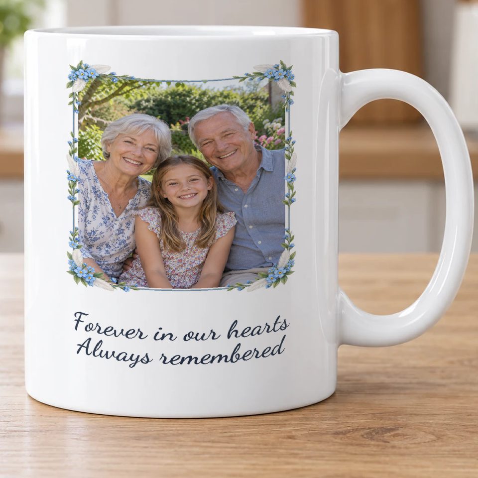 Personalised Memorial Forget-Me-Nots Photo Mug — personalise with your own photo