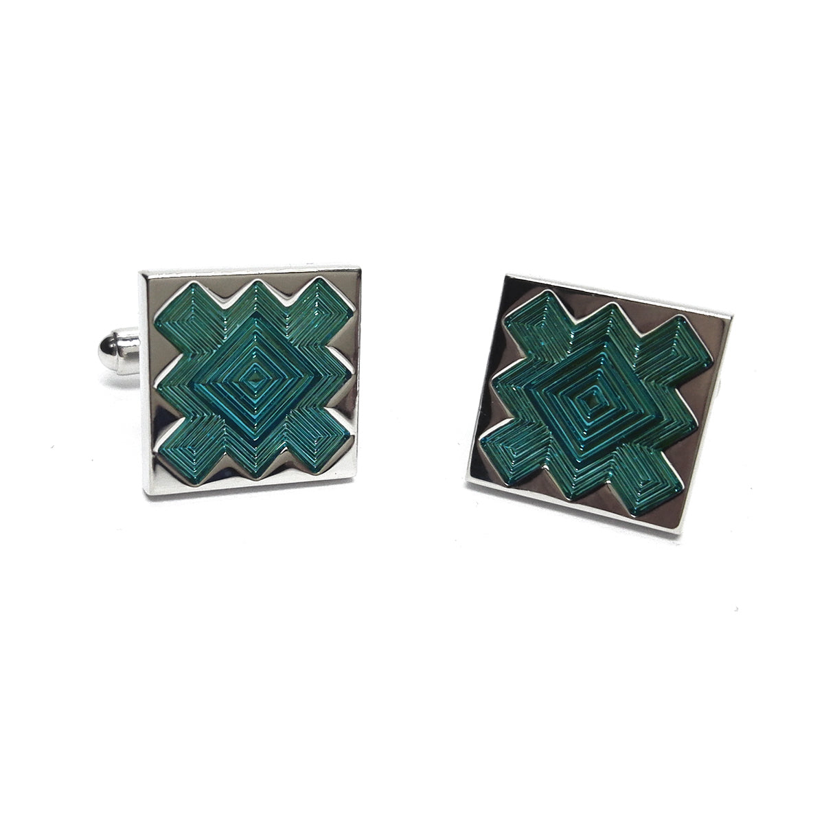Green & Silver Classic Cufflinks | Ashton and Finch