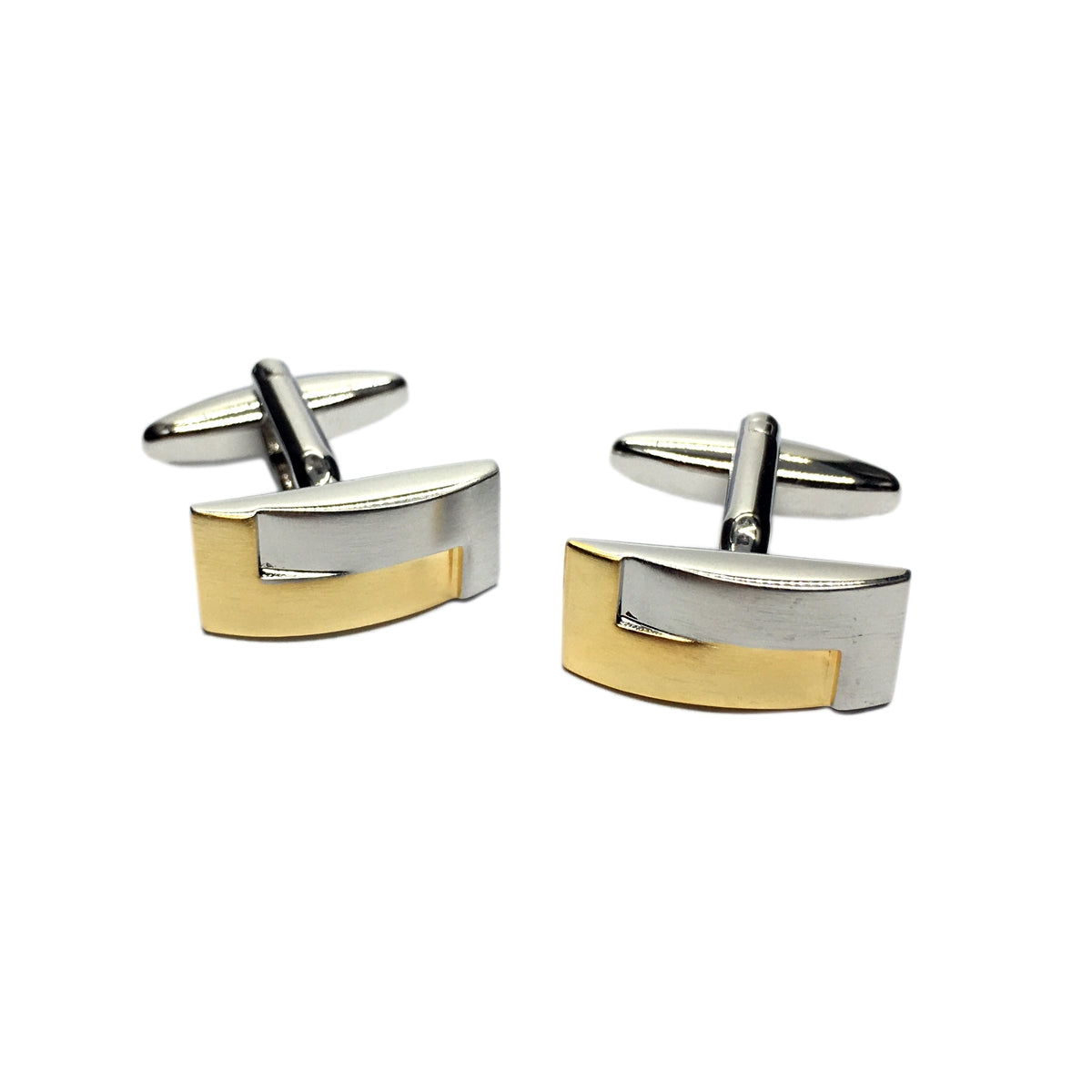 2 Tone Brushed Interlocked Cufflinks | Ashton and Finch