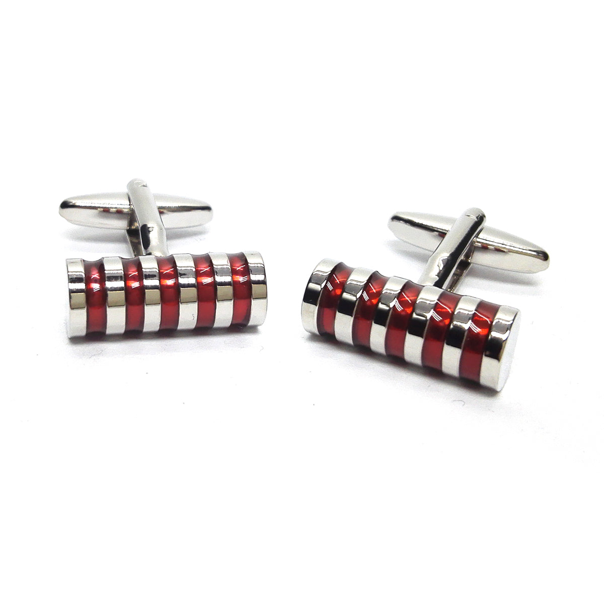 4 Red Transparent Stripes Classic Cufflinks | Ashton and Finch