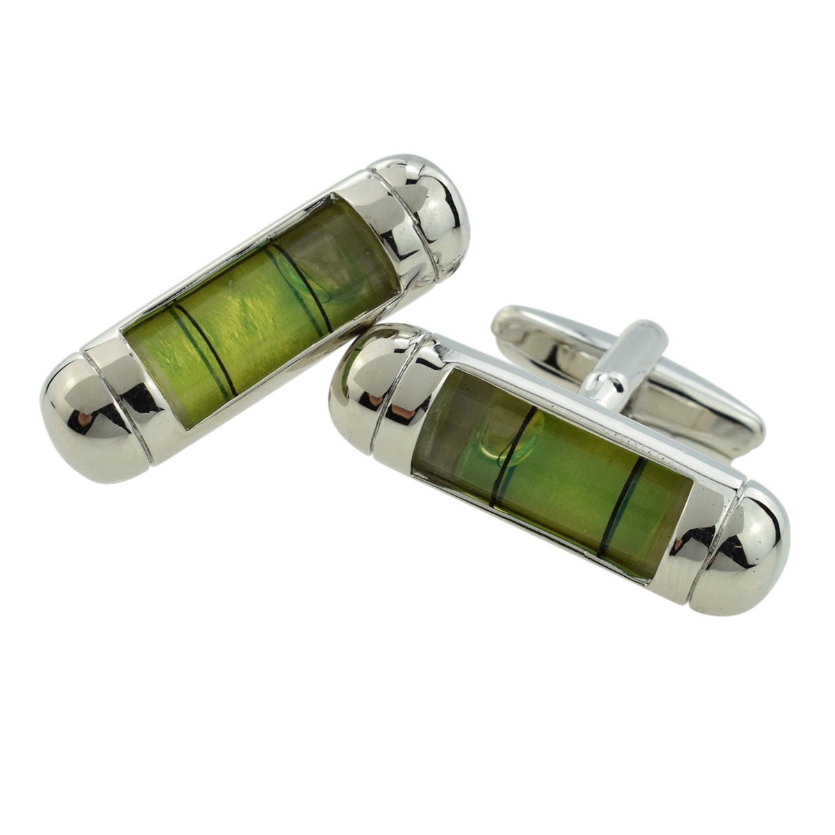 Green Spirit Level Builders Carpenters Cufflinks | Ashton and Finch