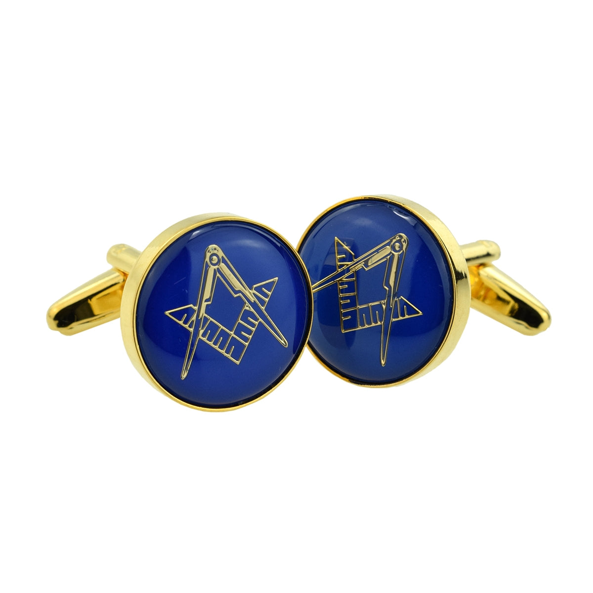 Gold Plated Dark Blue Masonic Cufflinks | Ashton and Finch