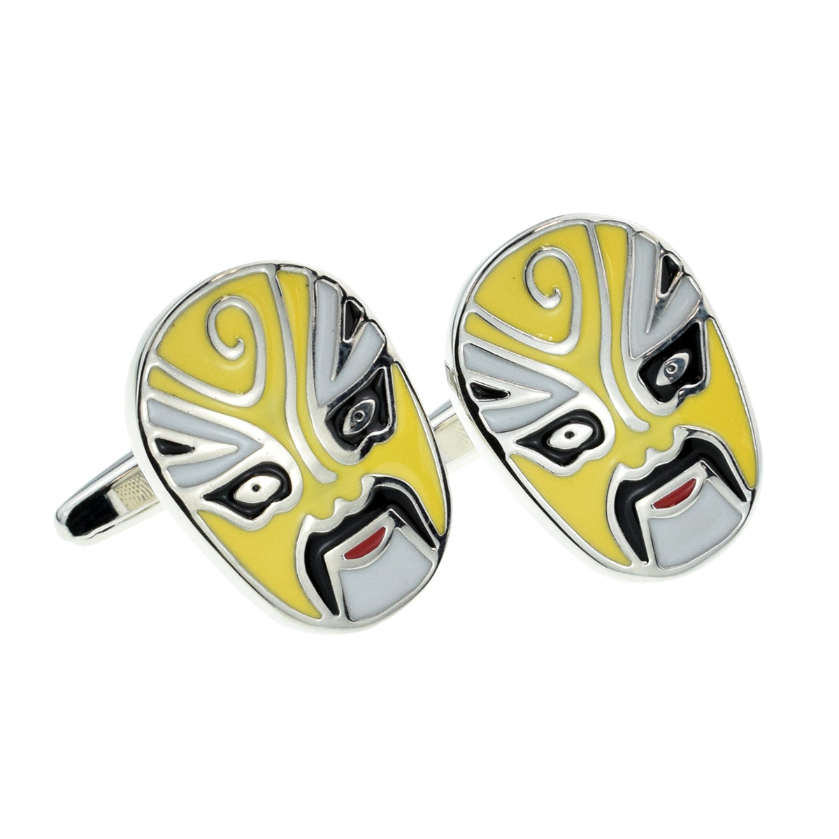 Peking Opera Drama Mask Yellow Cufflinks | Ashton and Finch