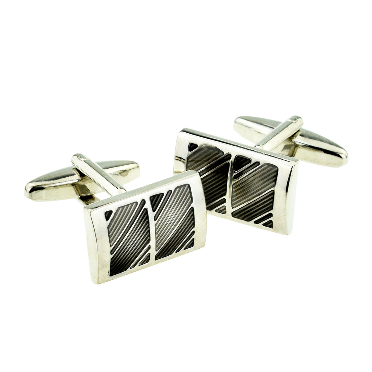 Grey & Black Striped classic Cufflinks | Ashton and Finch
