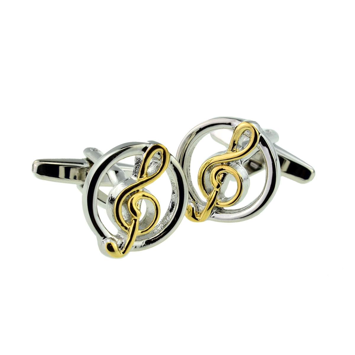 Two Tone Treble Clef in Circle Cufflinks | Ashton and Finch