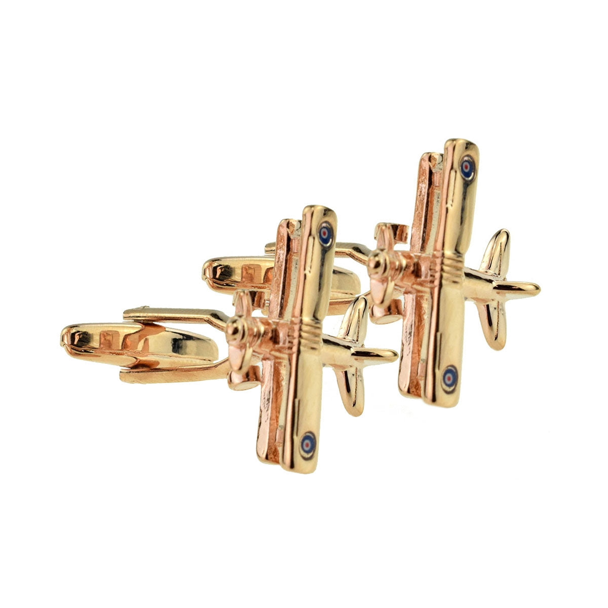 Rose Gold Bi Plane Cufflinks with Roundel Decals | Ashton and Finch