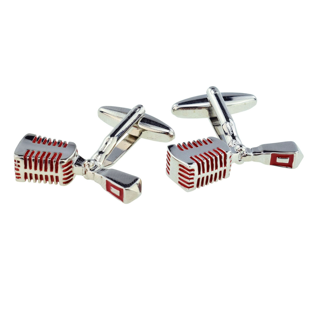 Red & Silver Microphone Music Cufflinks | Ashton and Finch