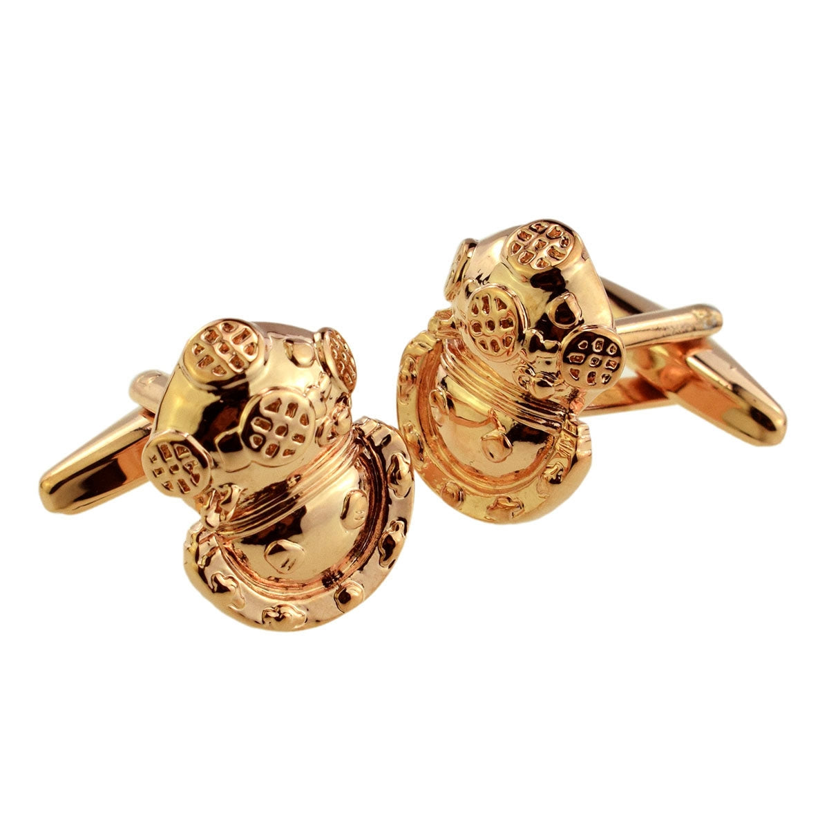 Rose Gold Plated Divers Helmet Cufflinks | Ashton and Finch