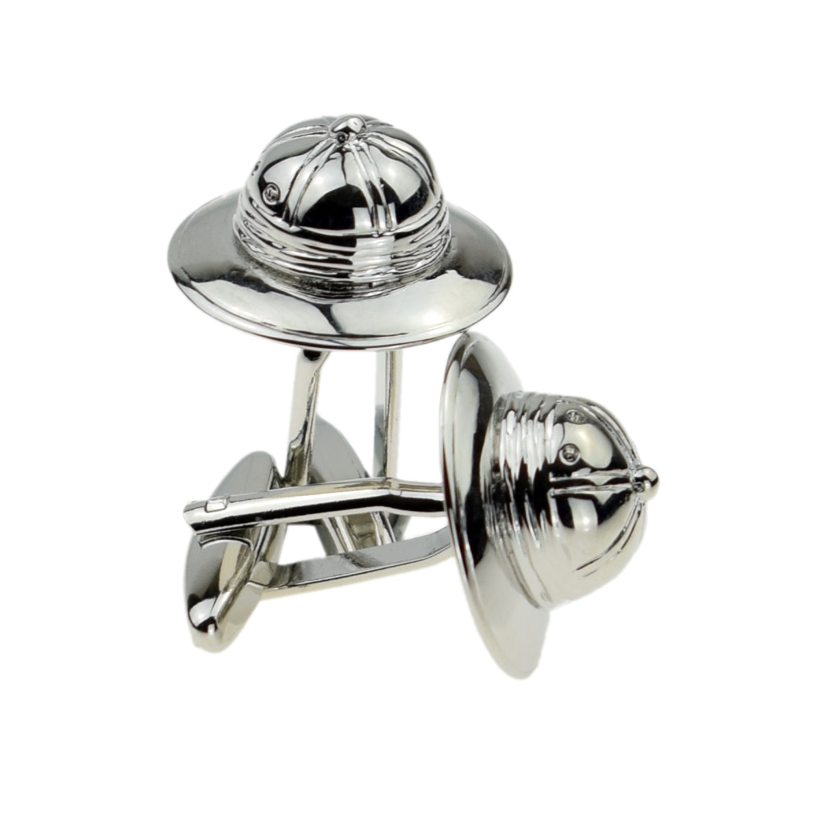 Rhodium Plated Intrepid Jungle Explorers Hat Cufflinks | Ashton and Finch