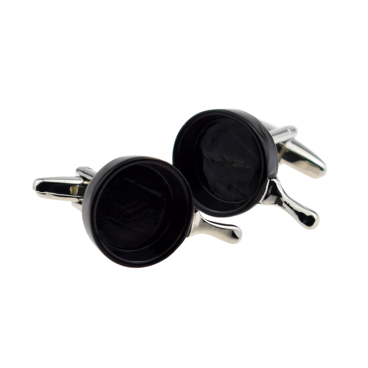 Black & Silver Frying Pan Design Cufflinks | Ashton and Finch