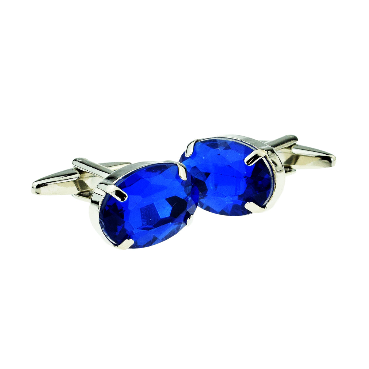 Sapphire Blue Oval Acrylic Crystal Cufflinks | Ashton and Finch