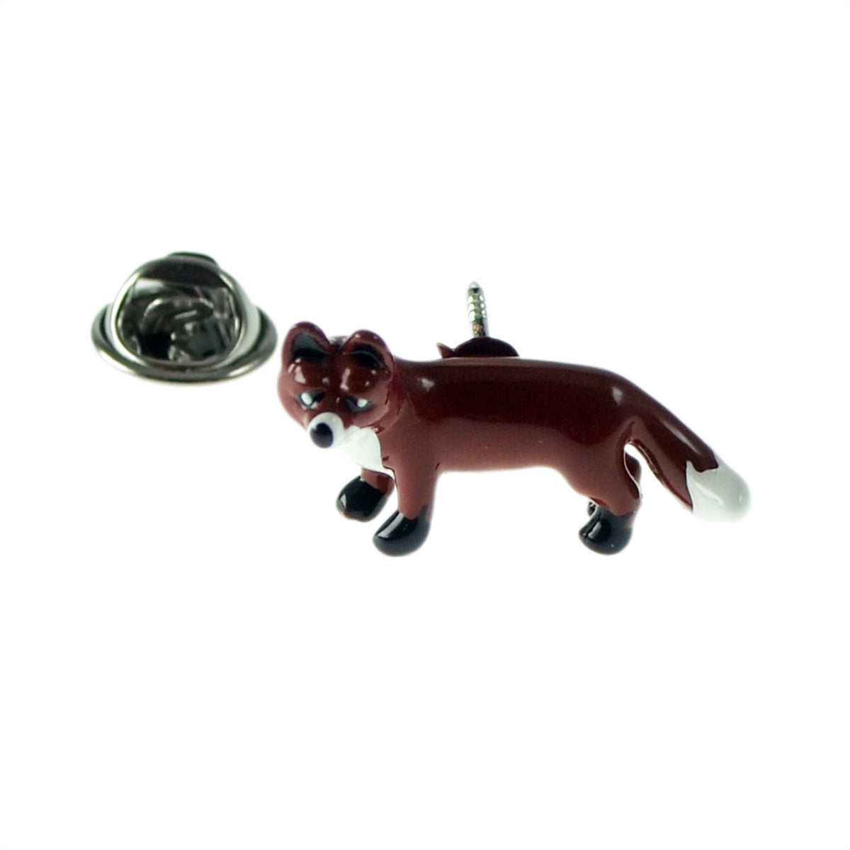 Full Colour Detailed Standing Fox Design Lapel Pin Badge