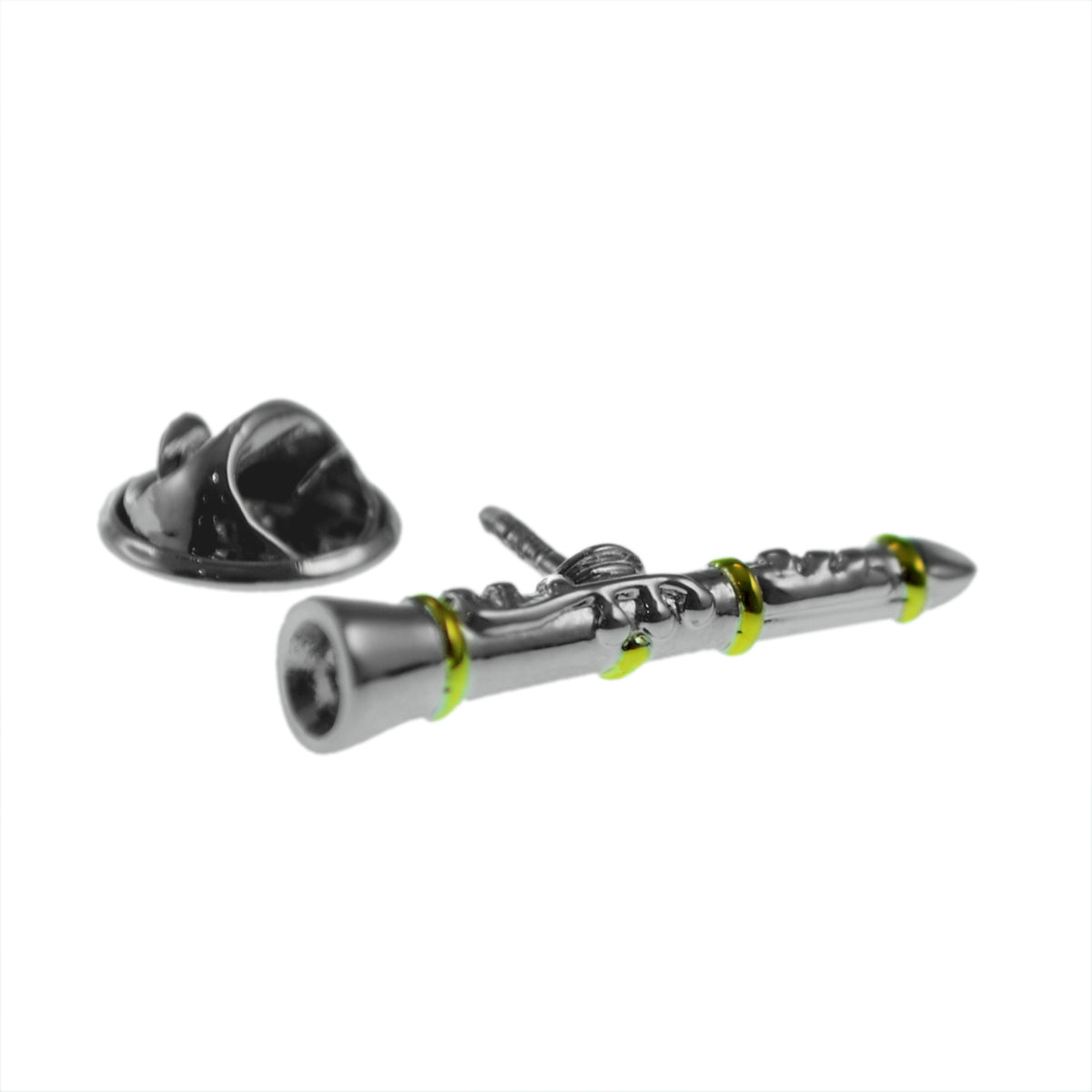 Two Tone Silver & Gold Clarinet Lapel Pin Badge