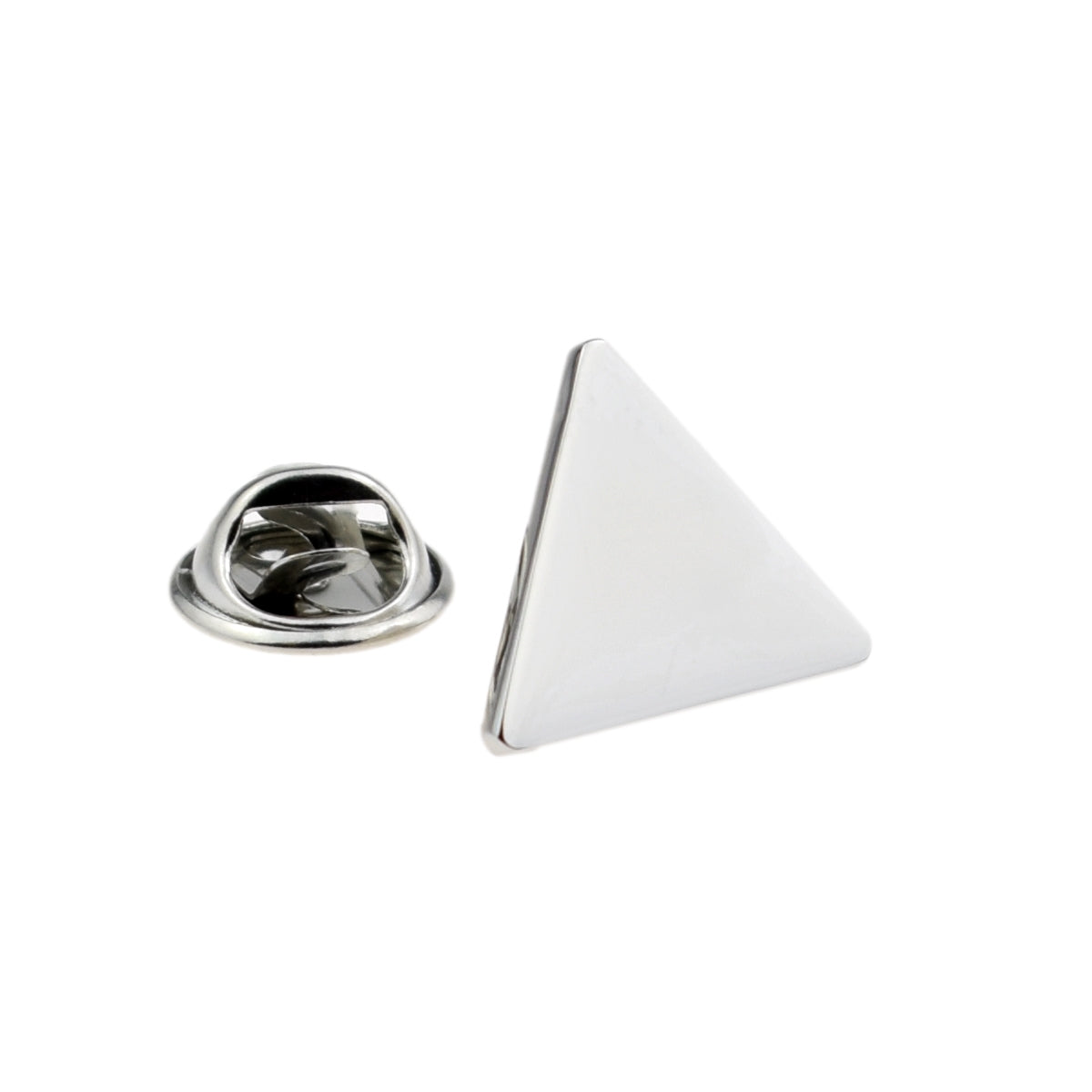 Plain Silver Triangle Lapel Pin Badge (engraving or doming available)