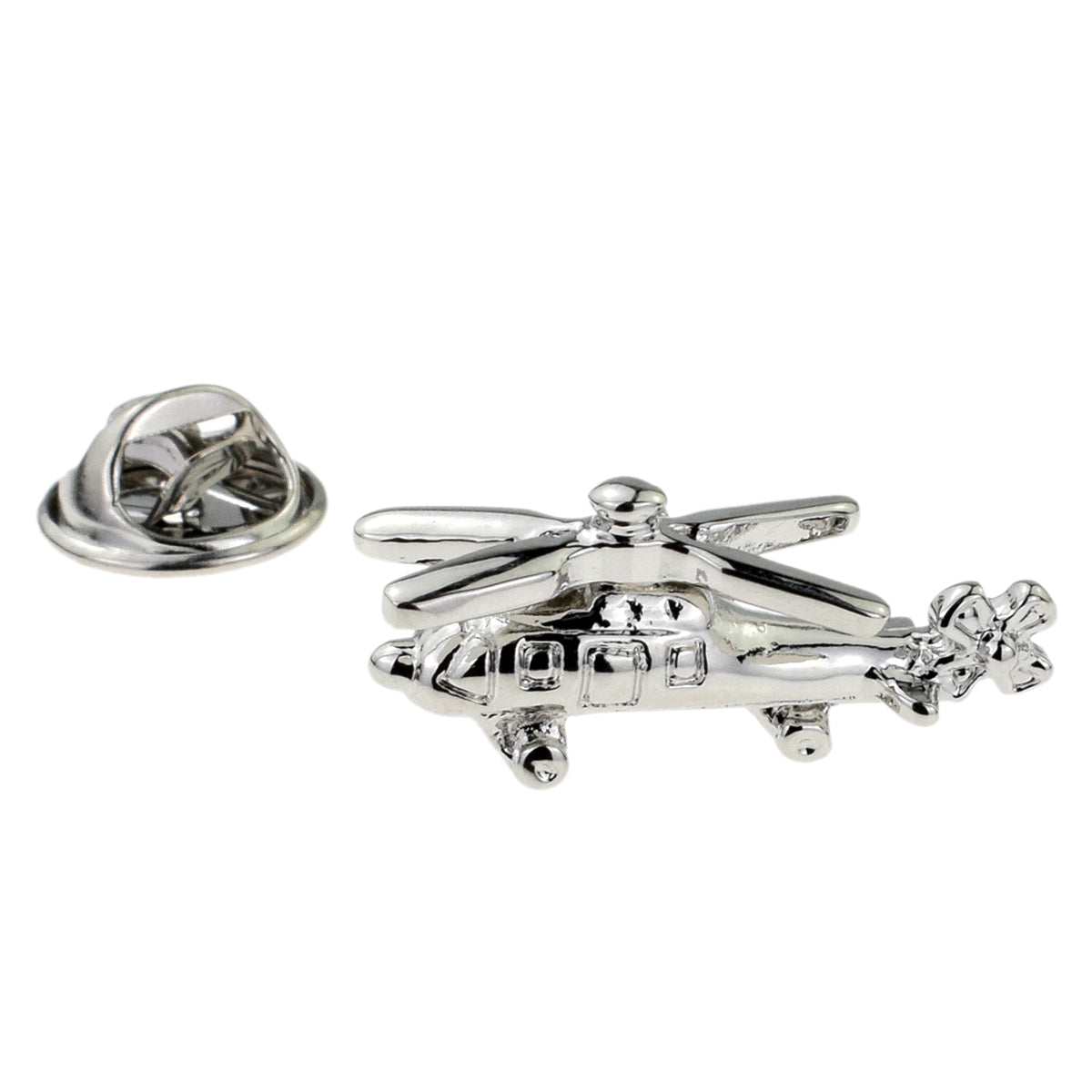 Polished Finish Helicopter Lapel Pin Badge