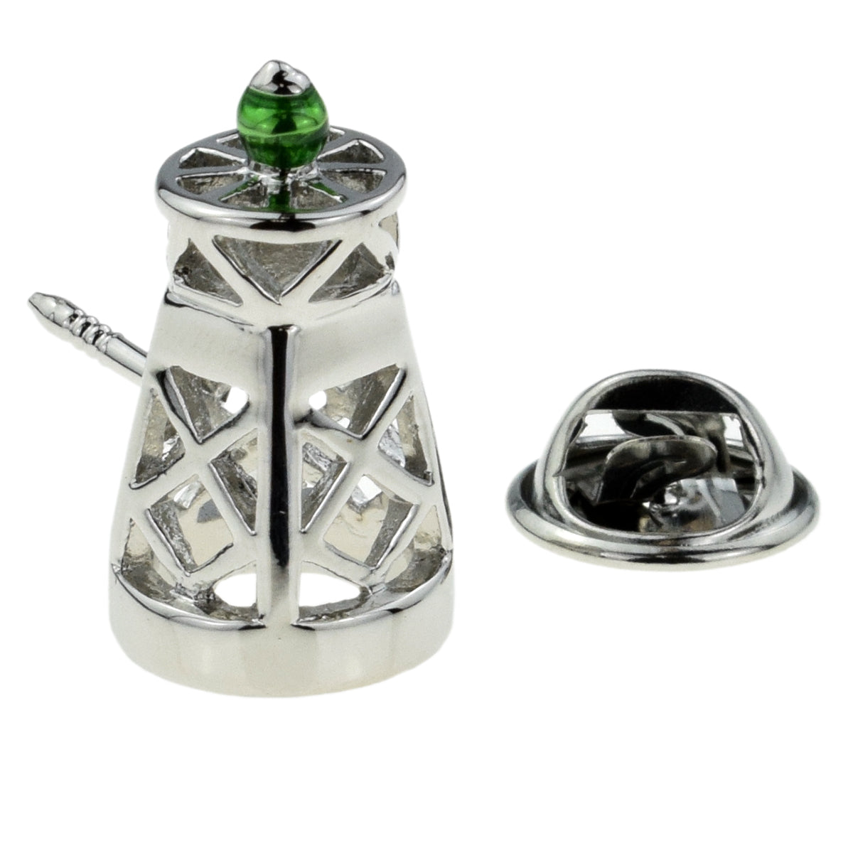 Maritime Buoy with Green Light Lapel Pin Badge