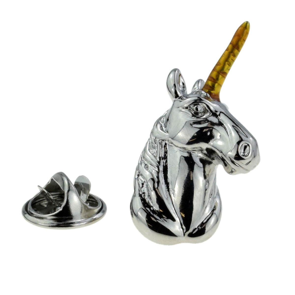 Two Tone Unicorn Head Lapel Pin Badge