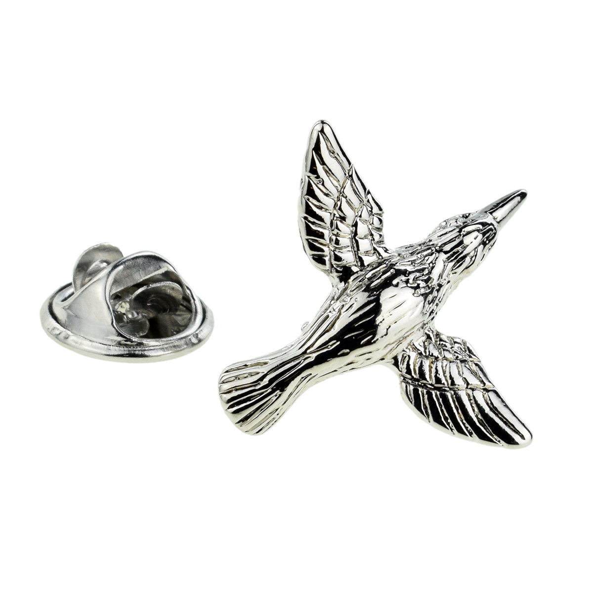 Rhodium Plated Humming Bird Lapel Pin Badge