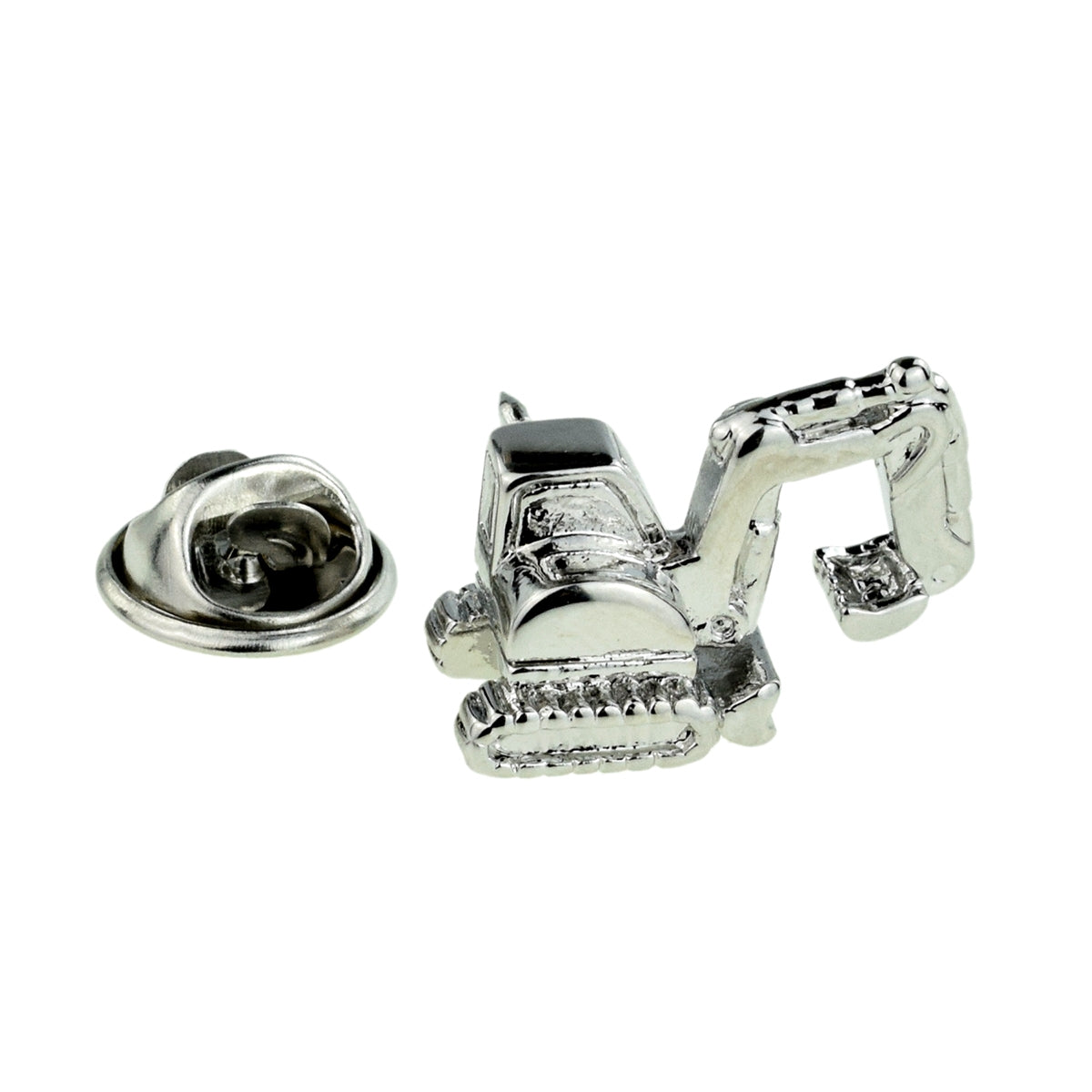 Rhodium Plated Excavator / Digger Lapel Pin Badge