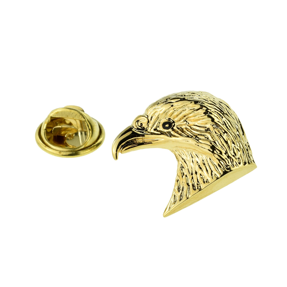 Golden Eagle Head with Black Eyes Lapel Pin Badge
