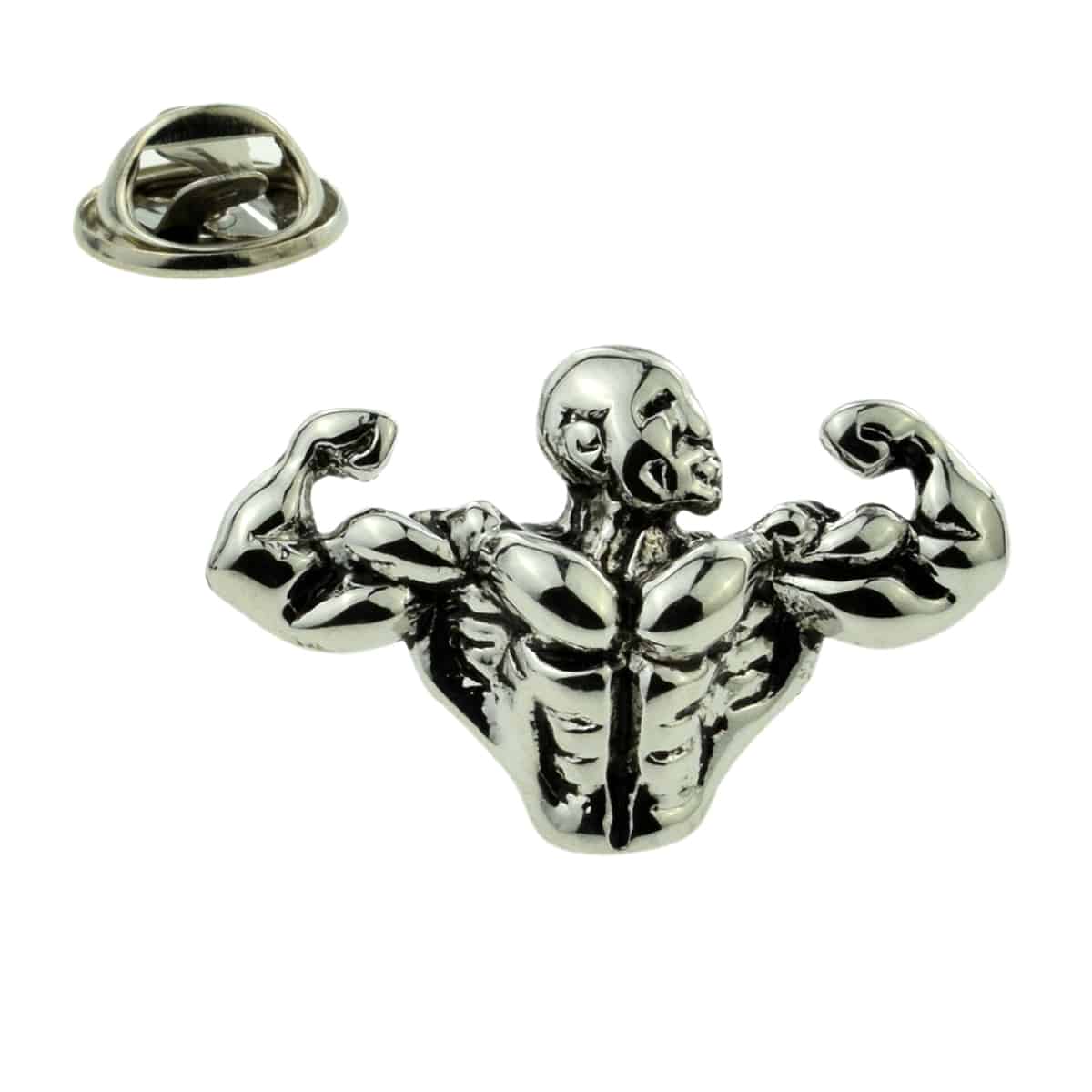 Muscle Man Flexing His Biceps Lapel Pin Badge