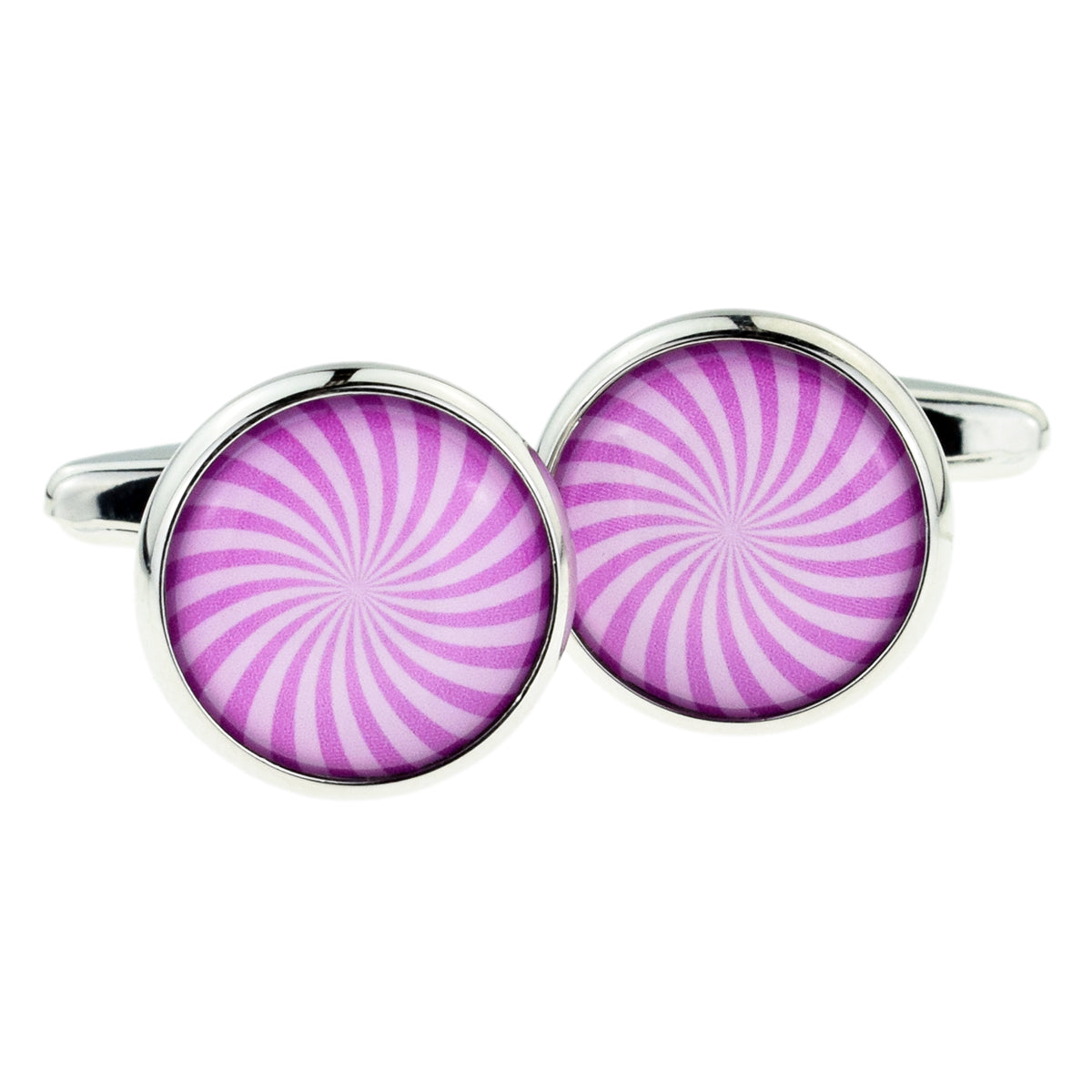Purple Burst Pattern Round Framed Cufflinks | Ashton and Finch
