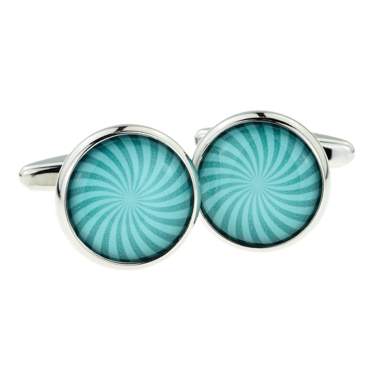 Turquoise Burst Pattern Round Framed Cufflinks | Ashton and Finch