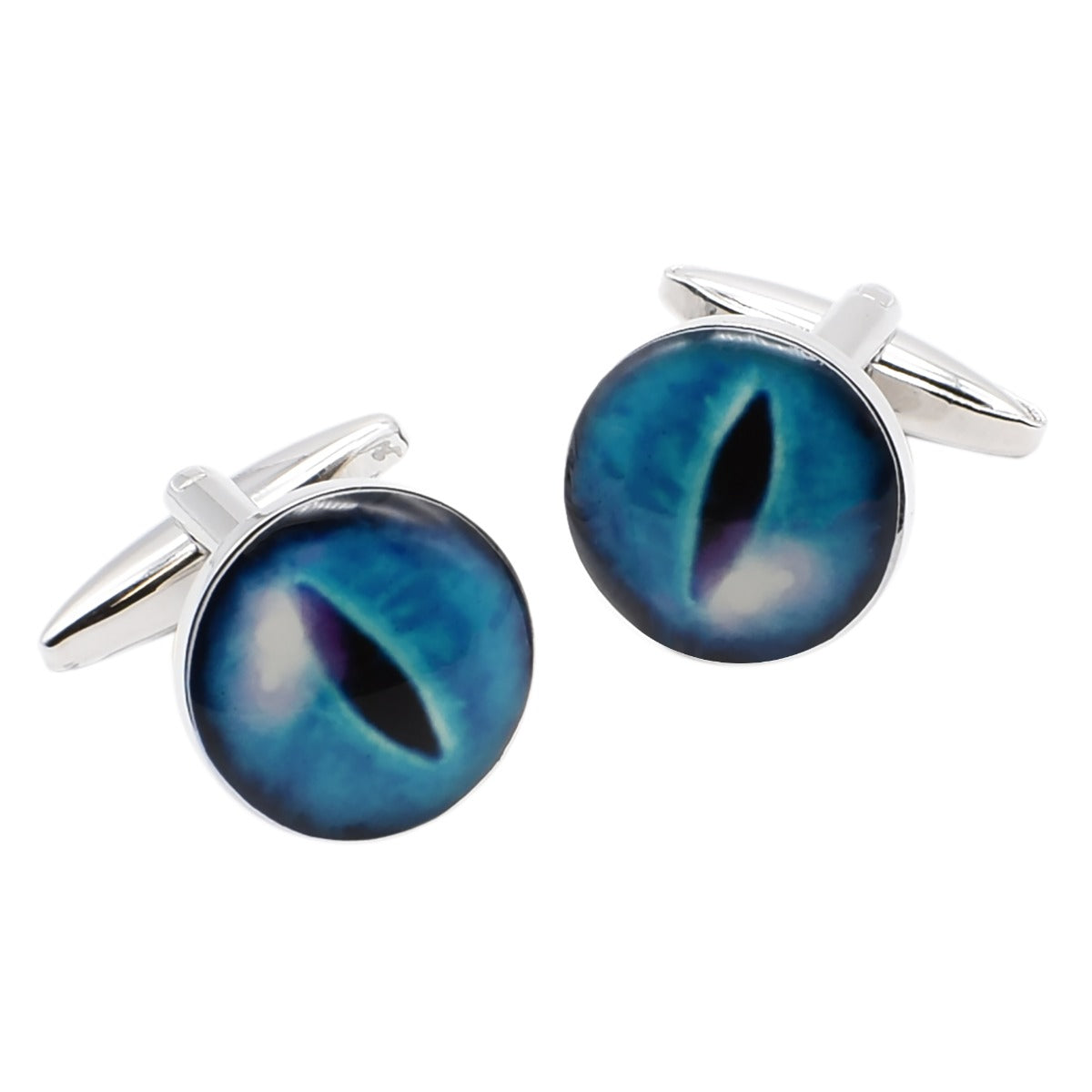 Round Blue Snakes Eye Design Cufflinks | Ashton and Finch