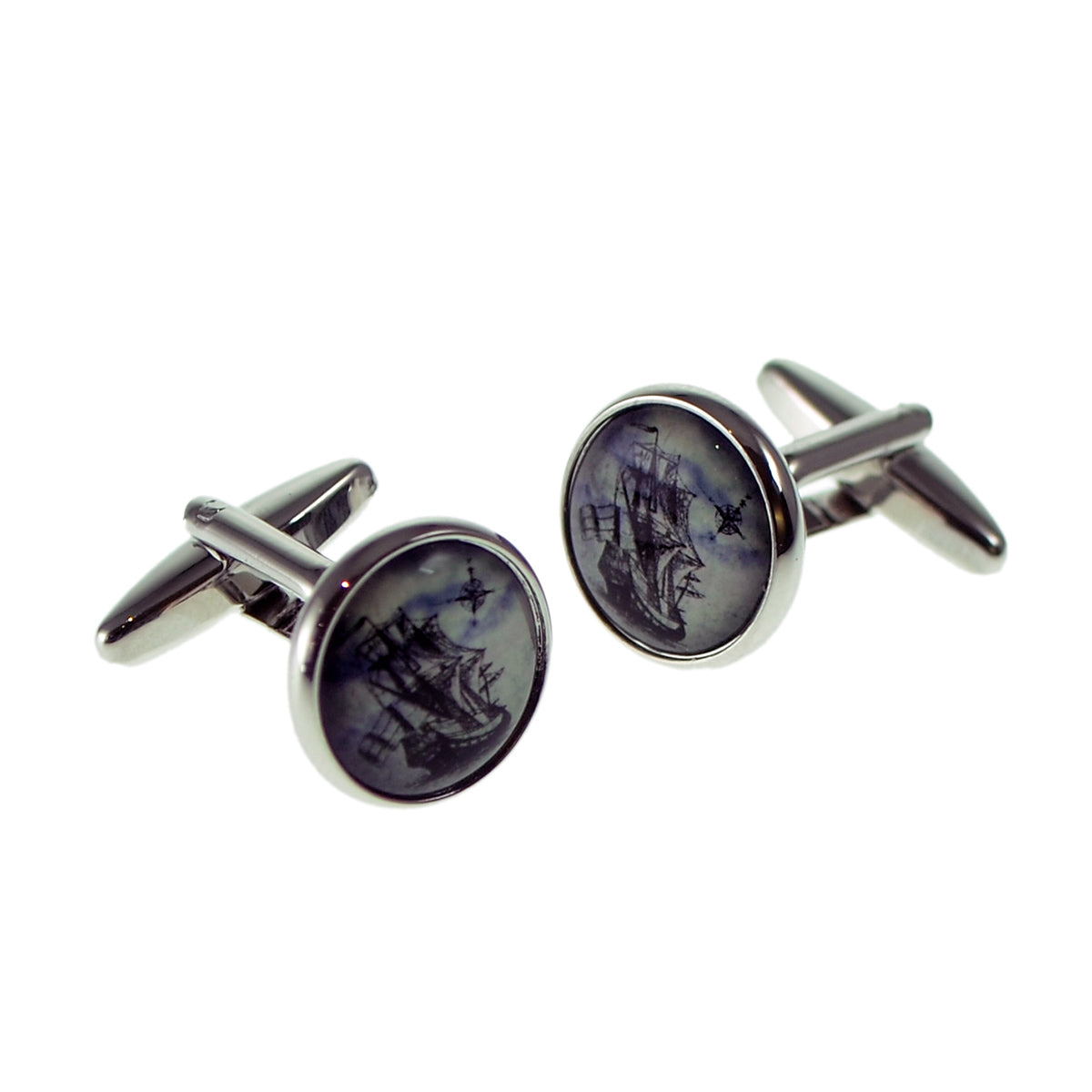 Retro Galleon & Points of Compass Cufflinks | Ashton and Finch