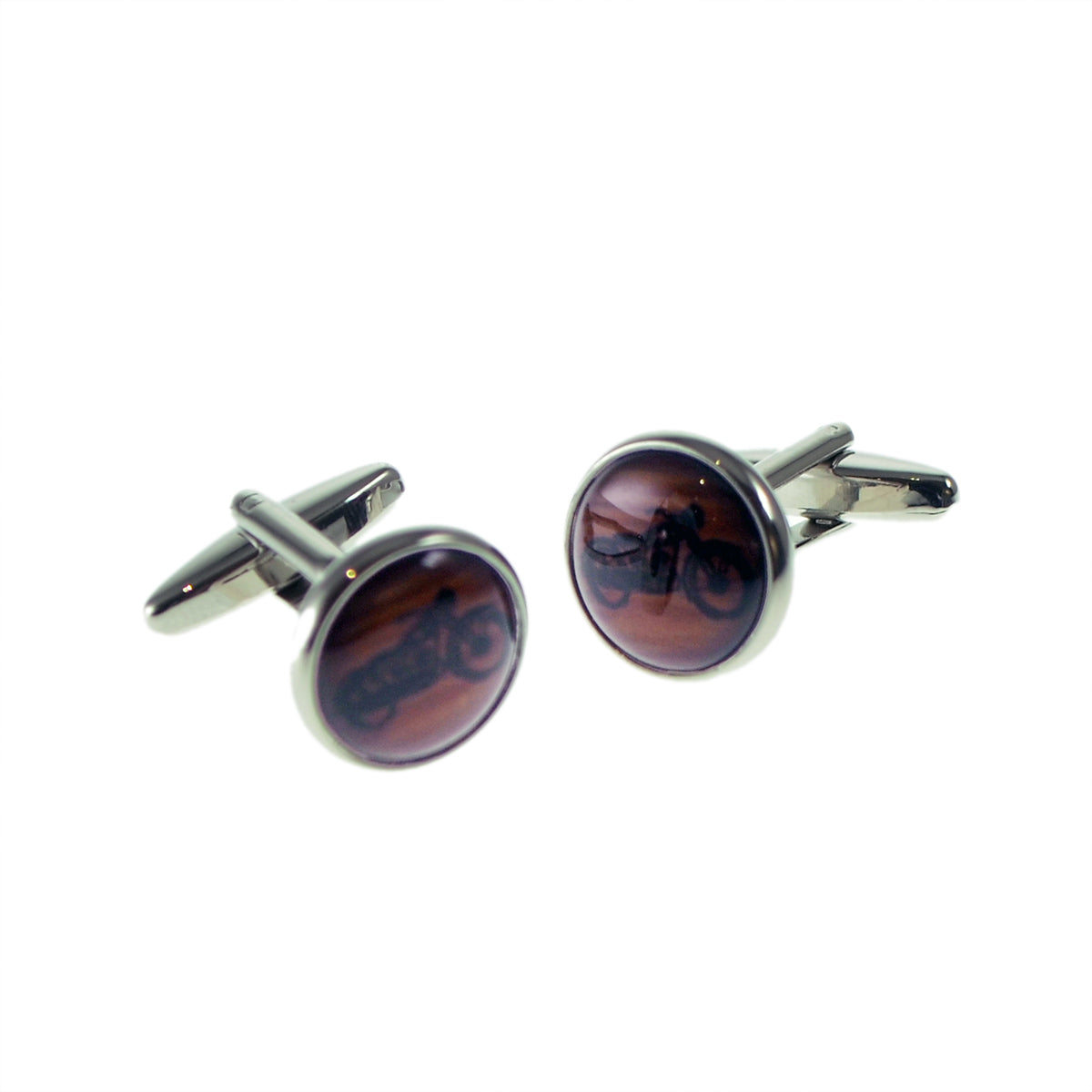Contemporary Motorbike on Wooden Texture Background Cufflinks | Ashton and Finch