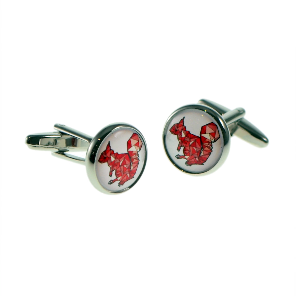 Geometric Squirrel Design Round Cufflinks | Ashton and Finch