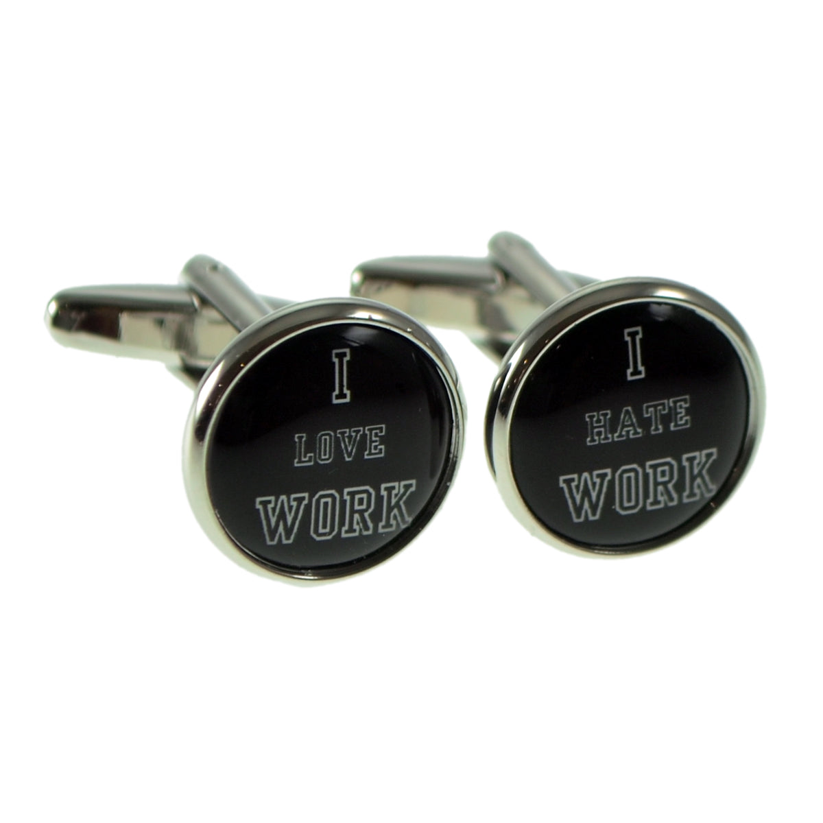 I Love Work I Hate Work Round Novelty Cufflinks | Ashton and Finch