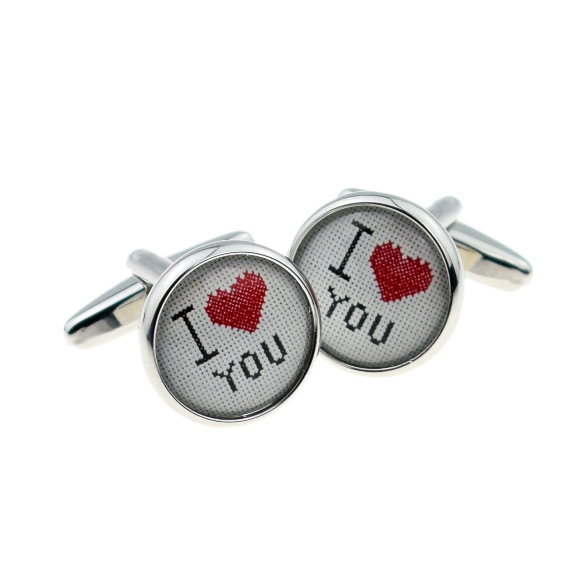 Retro I Love You Cross Stitch Style Cufflinks | Ashton and Finch