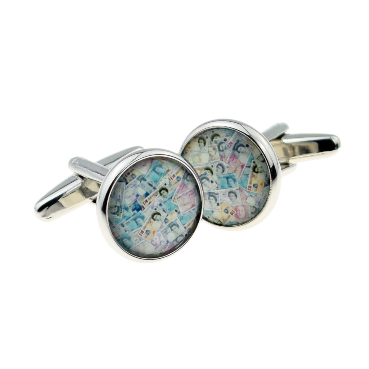 British Banknotes Image Round Cufflinks | Ashton and Finch