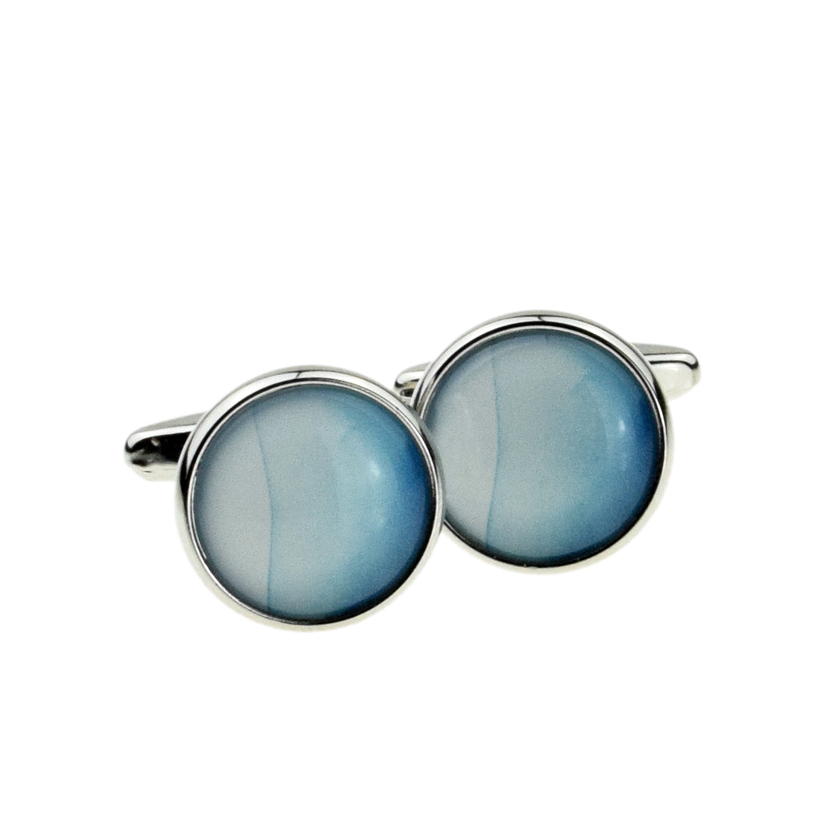 Pale Blue Pattern Round Cufflinks | Ashton and Finch