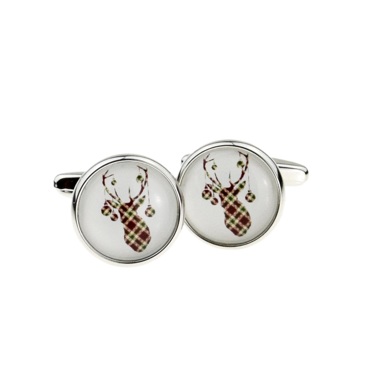 Tartan & Baubles Stag Christmas Design Cufflinks | Ashton and Finch