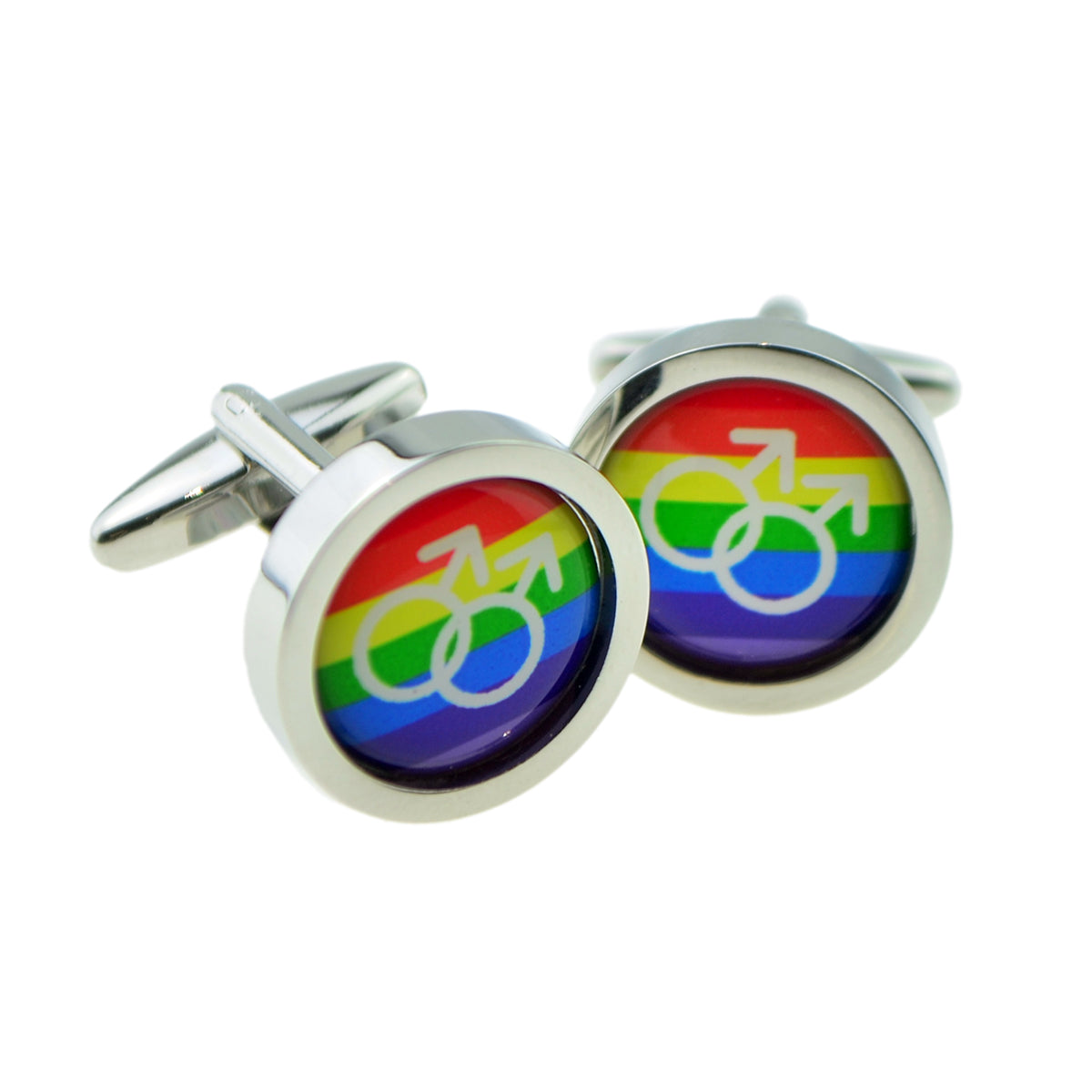Same Sex Male Sign Rainbow Cufflinks | Ashton and Finch