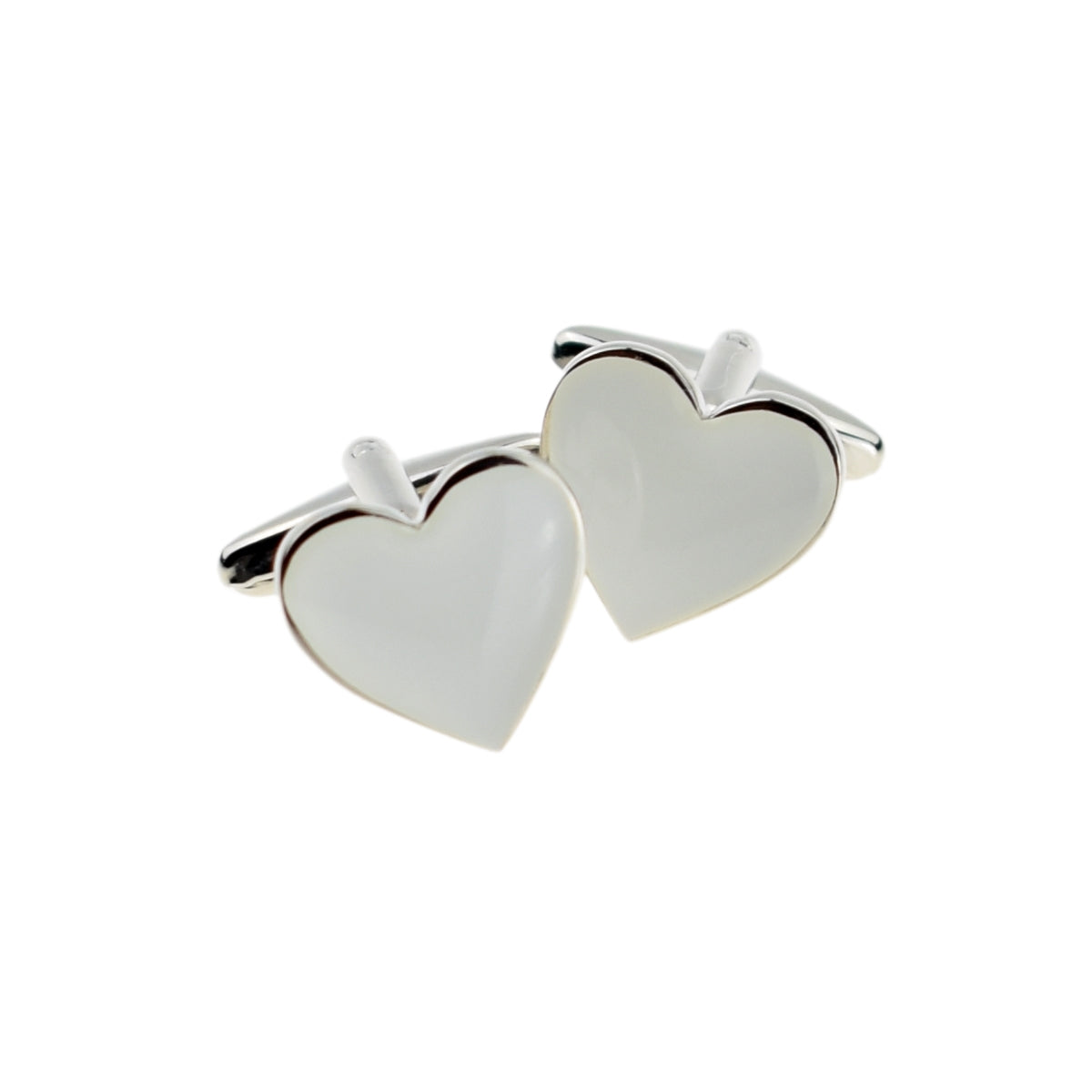 White Love Heart Cufflinks | Ashton and Finch