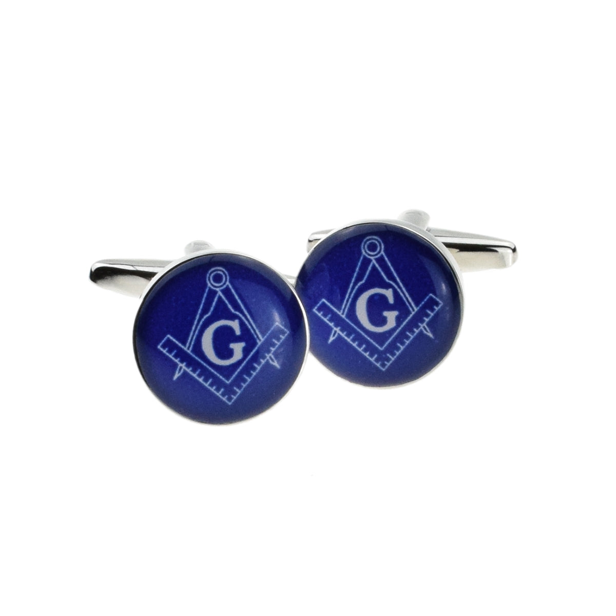 Round Blue Masonic with G Cufflinks | Ashton and Finch