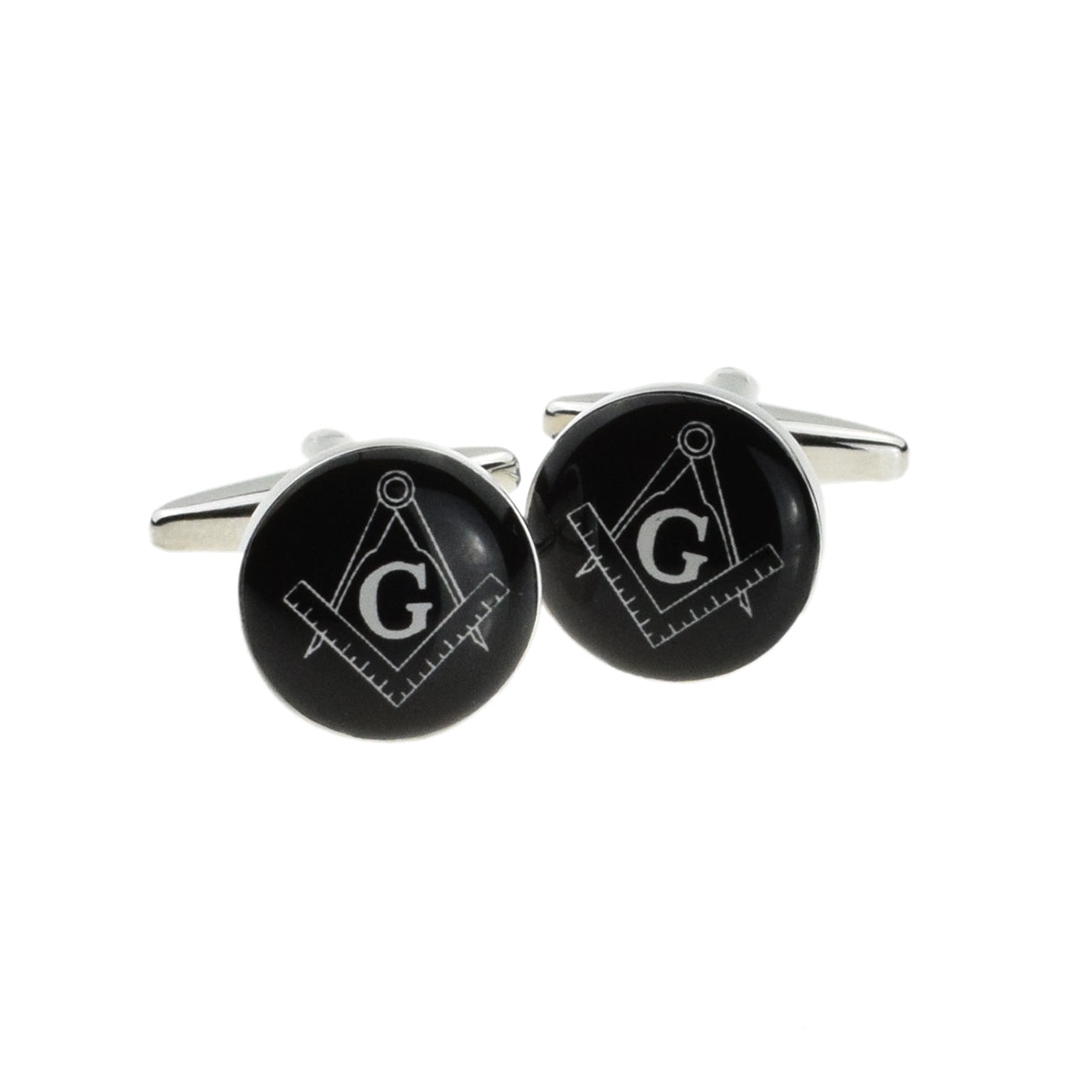 Round Black Masonic with G Cufflinks | Ashton and Finch